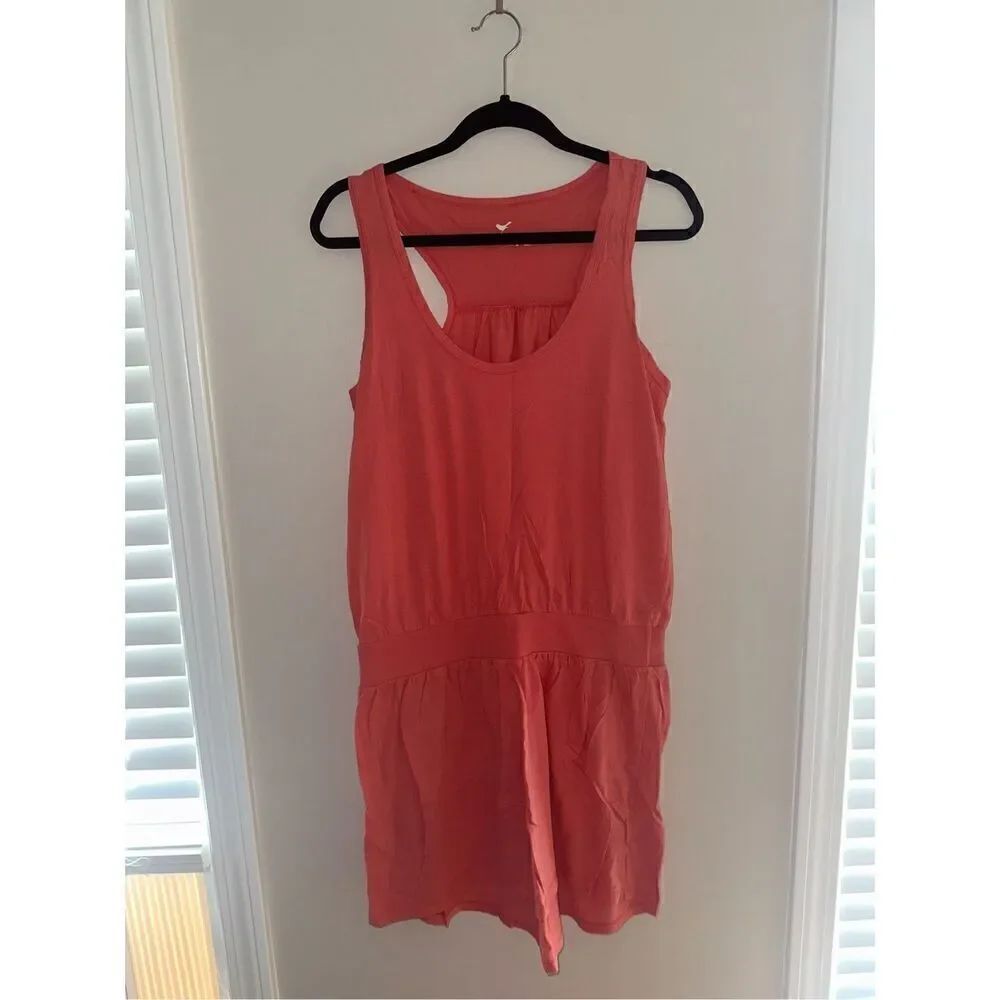 Stem Women’s Coral 100% Organic Cotton Racerback Casual Maxi Dress Size Medium